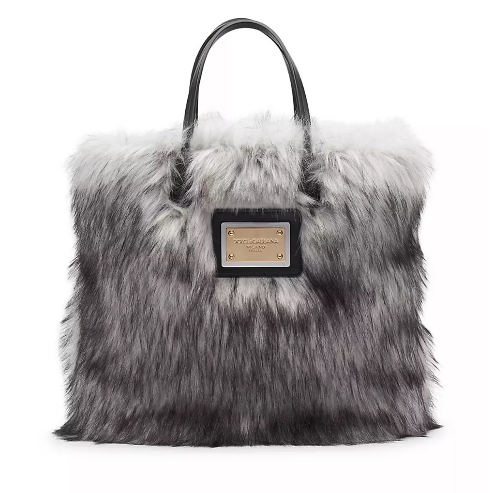 Dolce and Gabanna black fur overnight shopper new with tags - Picture 1 of 10